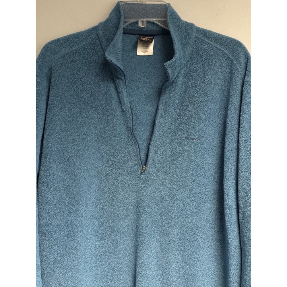 Vintage Patagonia Capilene Fleece Quarter Zip Mens Large Blue Pullover Gropcore - Picture 2 of 14